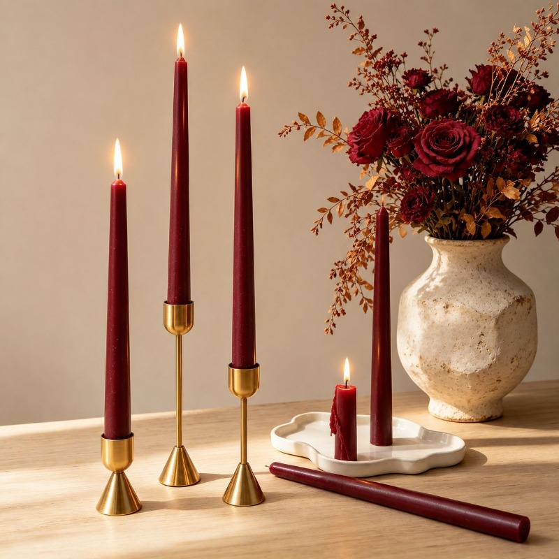 Burgundy Taper Candles, Long S - Soy Wax review and price