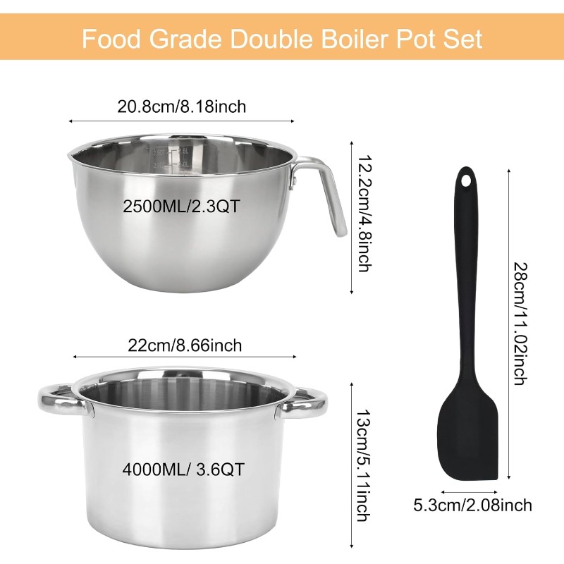 3Pcs Double Boiler Pot Set Sta - Candle Wax Scale review and price