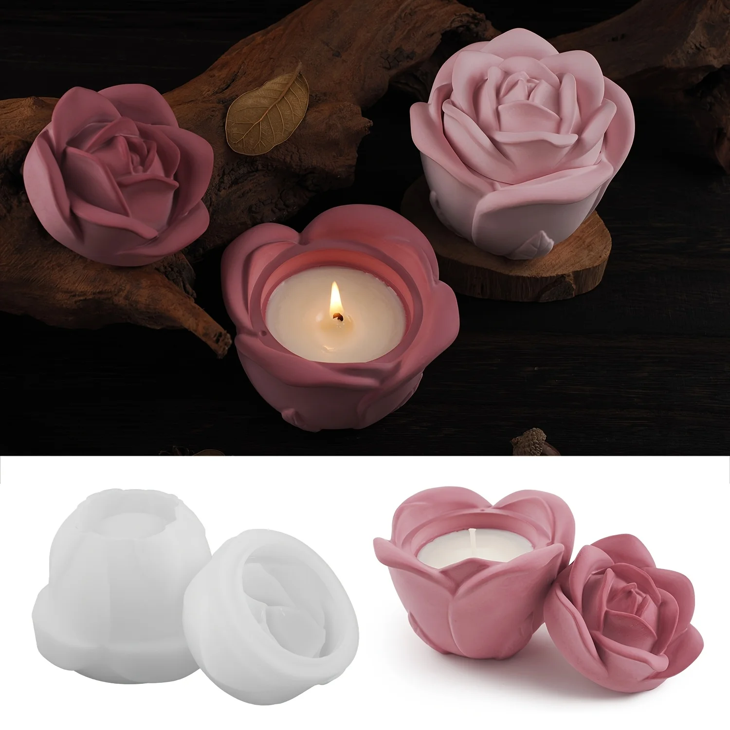 2-Piece Set Rose Shaped Silico - Candle Molds review and price